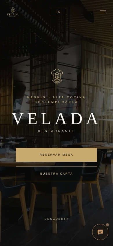 La misma web de Velada adaptada a móvil